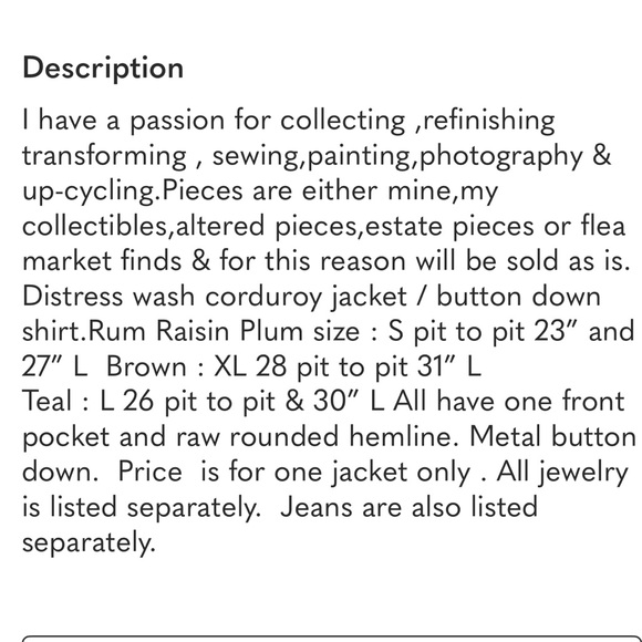 Boutique Jacket / Top / Corduroy - Picture 15 of 15